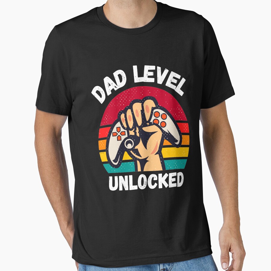 Dad Level Unlocked Retro Gamer Dad Vintage Classic Essential T-Shirt Trendy Fashion