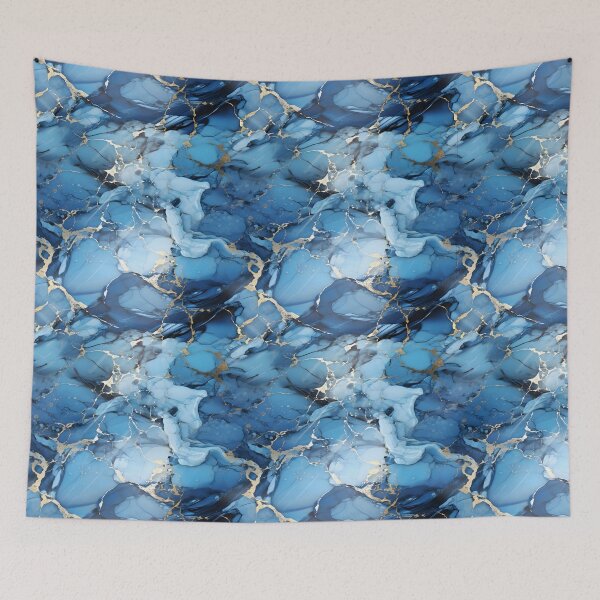 Item preview, Sapphire Blue Seamless Marble Pattern with Shimmering Fracture designed and sold by SpiritedArtwork.