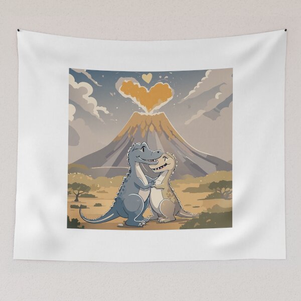 Item preview, Cute Dinosaur Love & Volcano Romance designed and sold by Wanderly Ways.