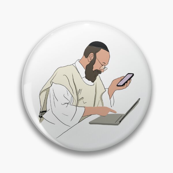 Item preview, Orthodox jewish man working on laptop designed and sold by Ekaterina Khozatskaya.