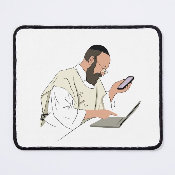 Item preview, Orthodox jewish man working on laptop designed and sold by Ekaterina Khozatskaya.