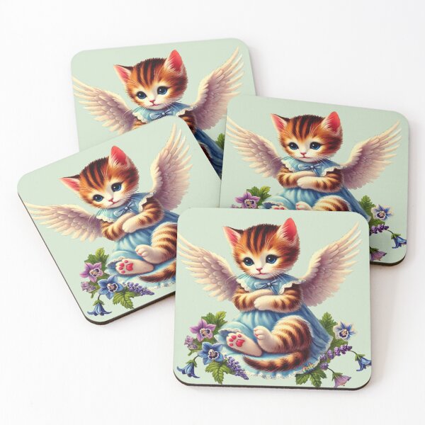 Item preview, Blue Flower Angel Kitten designed and sold by CAutumnTrapp.