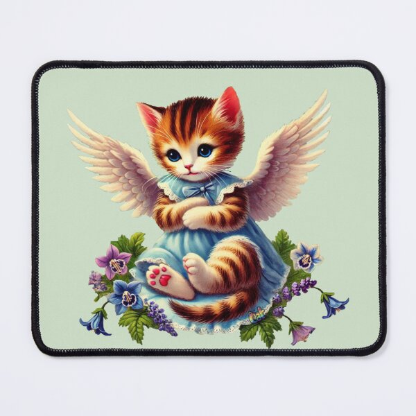 Item preview, Blue Flower Angel Kitten designed and sold by CAutumnTrapp.