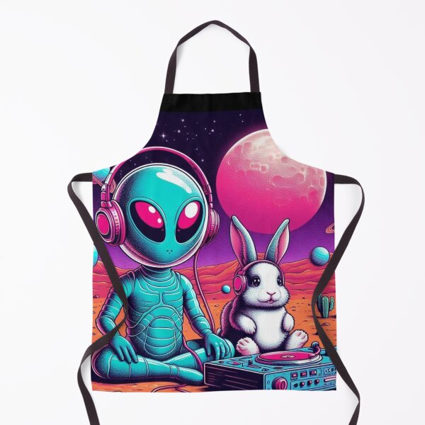 Item preview, The alien and the cute bunny are listening to electronic music. designed and sold by Dogandesighn.