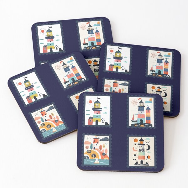 Item preview, Light House Landscape Whimcal Nautical Stamp Pack designed and sold by GolDreamShop.