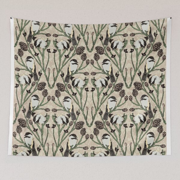 Item preview, Winter Bird Watching in the Woods Symmetrical Pattern designed and sold by RRuffieuxStudio.