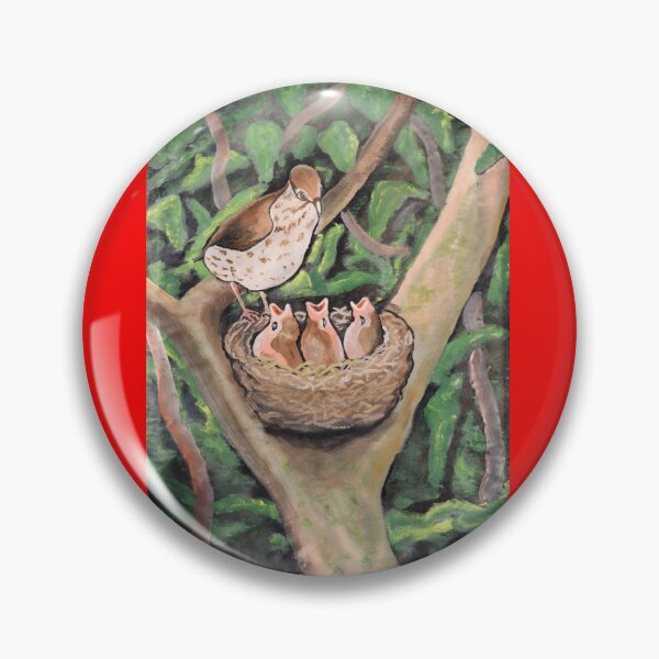 Item preview, Motherly wood Thrush with chicks in a nest. The power of a mother designed and sold by annenambiro.