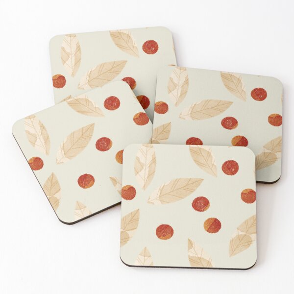 Item preview, Beige watercolor bay or eucalyptus leaves and orange berries botanical illustration on white background designed and sold by helga-wigandt.