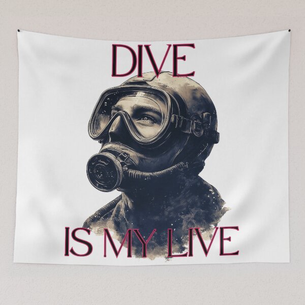 Item preview, Diving is my life – Retro diving helmet design designed and sold by inksavvystudio.