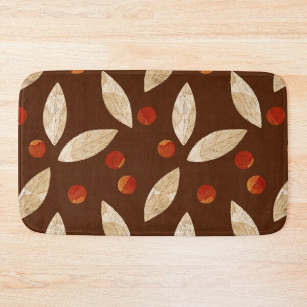 Item preview, Beige watercolor bay leaves and orange berries botanical illustration on chocolate background designed and sold by helga-wigandt.