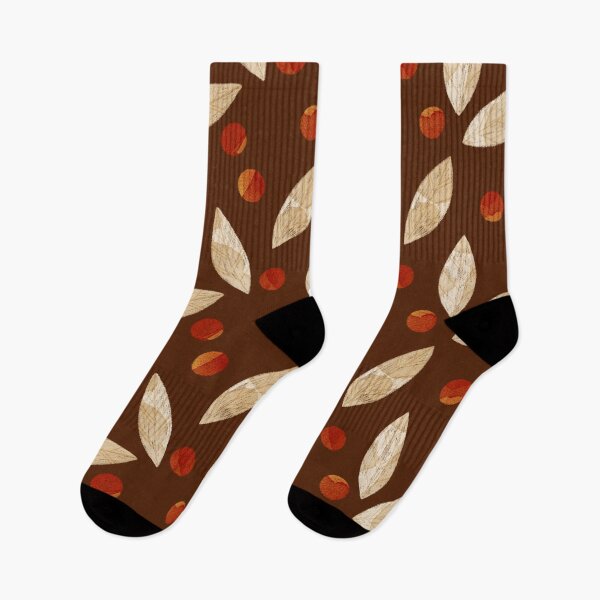 Item preview, Beige watercolor bay leaves and orange berries botanical illustration on chocolate background designed and sold by helga-wigandt.