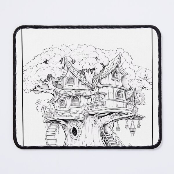 Item preview, TreeHouse Coloring Page Pattern  designed and sold by DavidColoring.