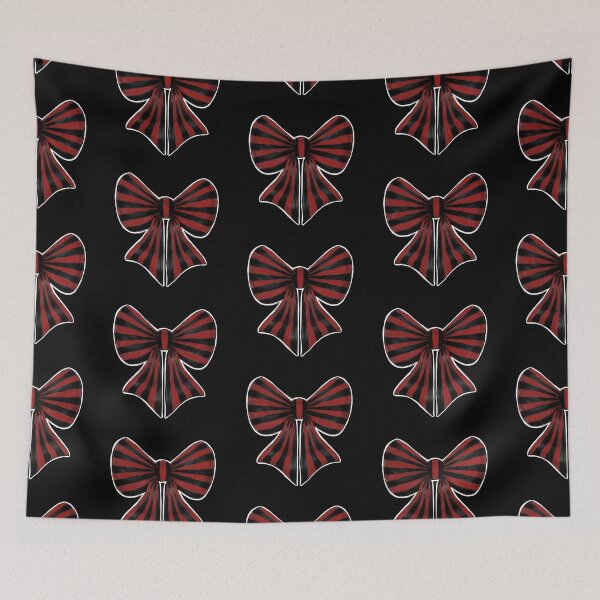 Item preview, Goth Red and Black Striped Bow designed and sold by MetalTea.