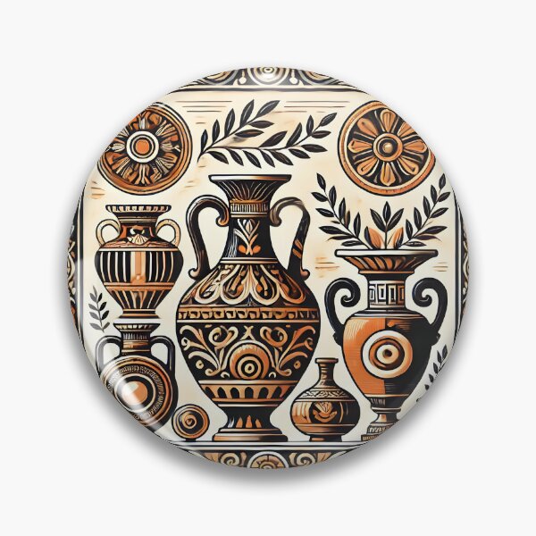 Artikelvorschau, Vintage-inspirierter Ornamentvasendruck – Dekorative Keramik-Wandkunst für böhmische und klassische Wohndekoration entworfen und verkauft von DrawHandArt.