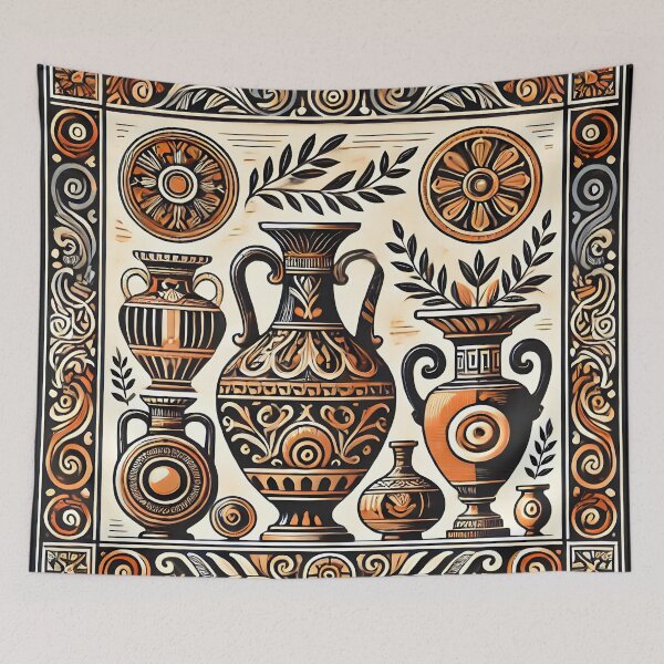Item preview, Vintage-Inspired Ornamental Vase Print – Decorative Pottery Wall Art for Bohemian and Classic Home Decor designed and sold by DrawHandArt.