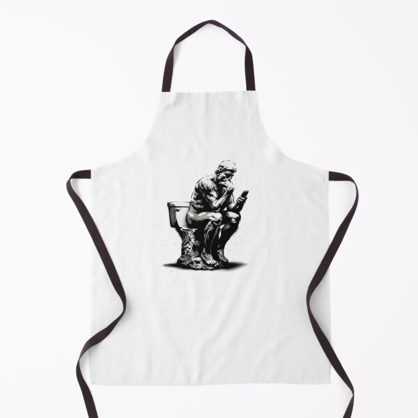 Item preview, The thinker in the bathroom with a cell phone - Banksy style designed and sold by GraffitiLab.