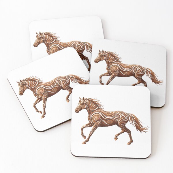 Item preview, Horse galloping with intricate swirls on its coat in a vibrant artistic representation designed and sold by RUMOOROZ.