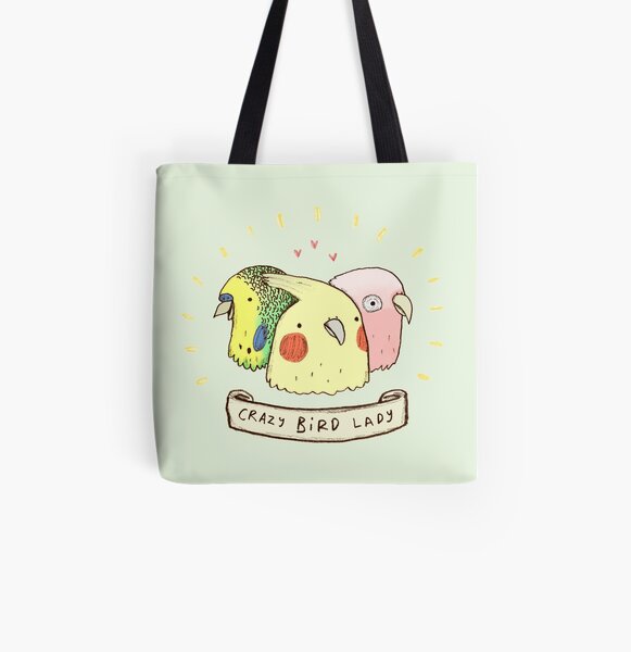 Crazy Bird Lady All Over Print Tote Bag