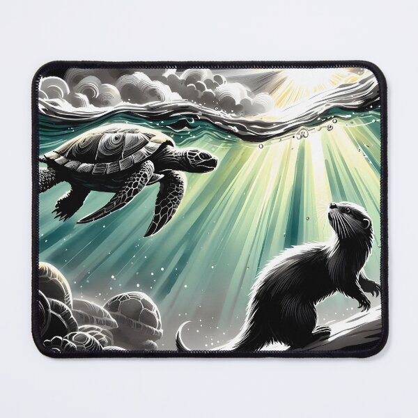 Item preview, Otter Meeting a Turtle, Ai Generated Art designed and sold by ACC .