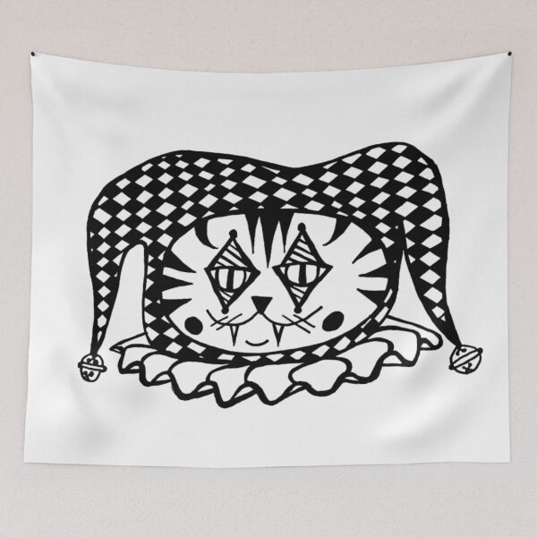 Item preview, Wide Carnival Circus Jetser Kitty Cat Greyscale designed and sold by KayTurtless.