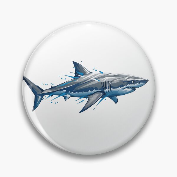 Item preview, Vibrant representation of a great white shark swimming in a dynamic ocean environment with splashes of water designed and sold by RUMOOROZ.