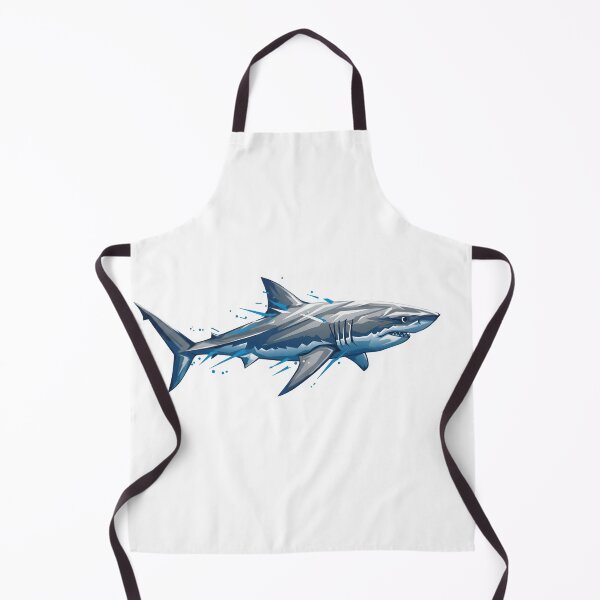 Item preview, Vibrant representation of a great white shark swimming in a dynamic ocean environment with splashes of water designed and sold by RUMOOROZ.