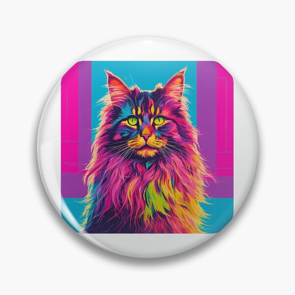 Item preview, 1980s Funky Neon Domestic American Longhair Kitty – Feline Retro Vibes designed and sold by Fredster1966.