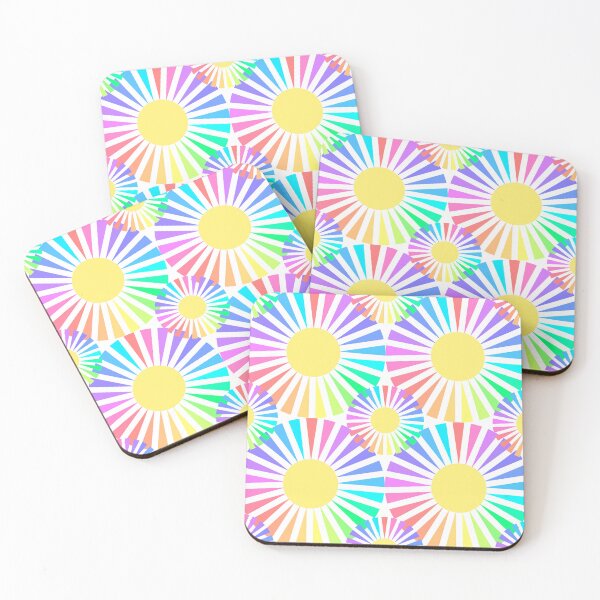 Item preview, Happy Pastel Sunburst Pattern On White designed and sold by QuestingPixel.