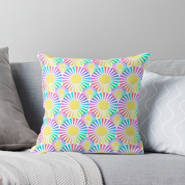 Item preview, Happy Pastel Sunburst Pattern On White designed and sold by QuestingPixel.