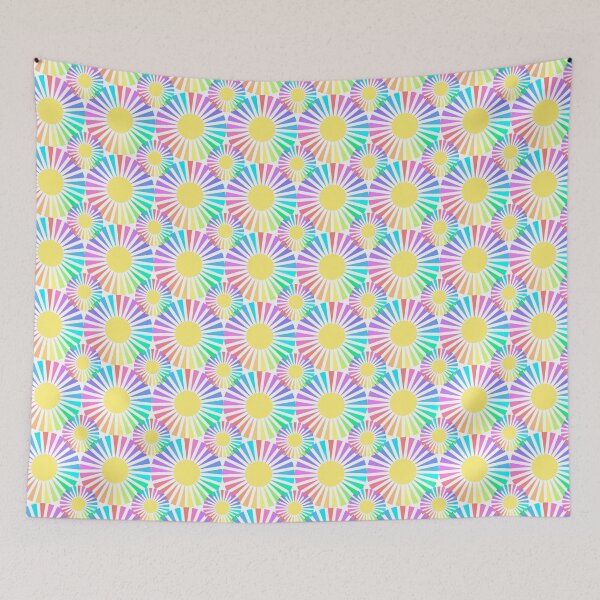 Item preview, Happy Pastel Sunburst Pattern On White designed and sold by QuestingPixel.