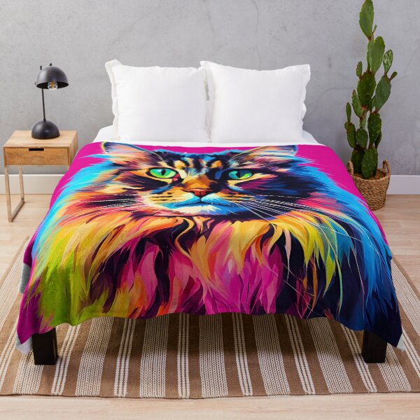 Item preview, Funky 1980s Neon Domestic American Longhair Kitty – Retro Feline Vibes designed and sold by Fredster1966.