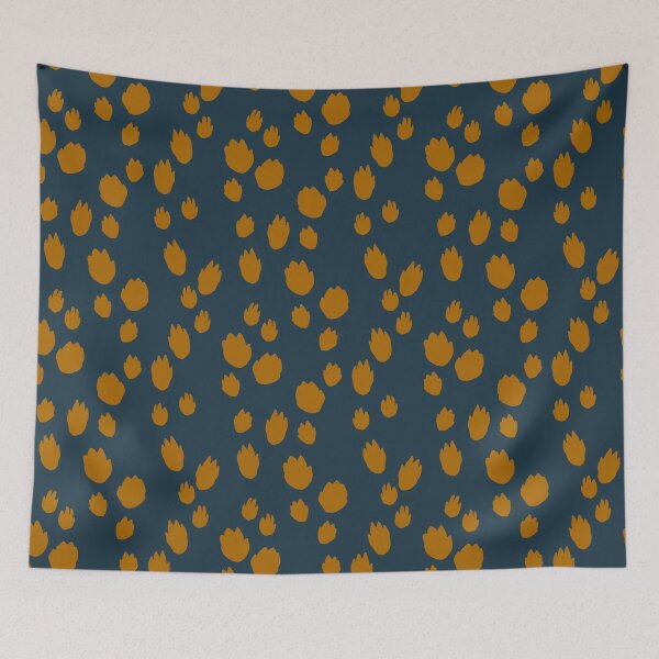 Item preview, Cottontail rabbit tracks on dark blue background designed and sold by aysegulkacar.