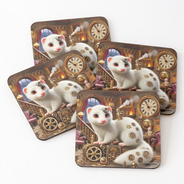 Item preview, Steampunk White Ferret designed and sold by Sillytoe.