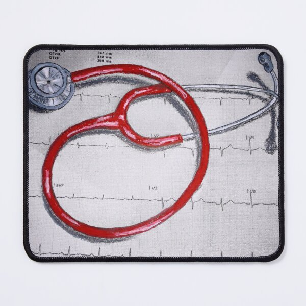 Item preview, Stethoscope and Electrocardiogram Illustration designed and sold by Angela Micheli Otwell.