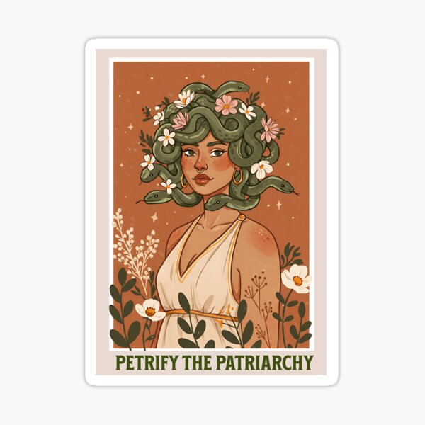 Vista previa del artículo con la obra «Petrificar la Medusa del Patriarcado», diseñado y vendido por Fable & Fern .