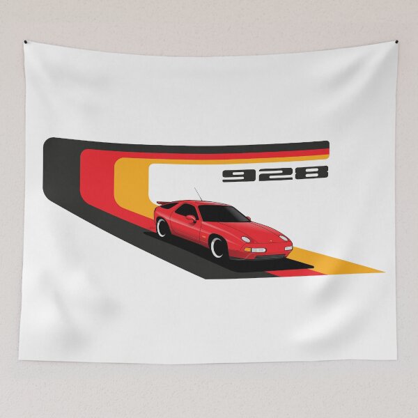 Item preview, Porsche 928 retro with german colors illustration designed and sold by blackdogshop.