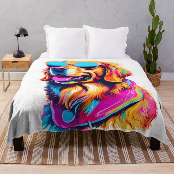 Item preview, Funky 1980s Golden Retriever – Neon Retro Dog Art designed and sold by Fredster1966.