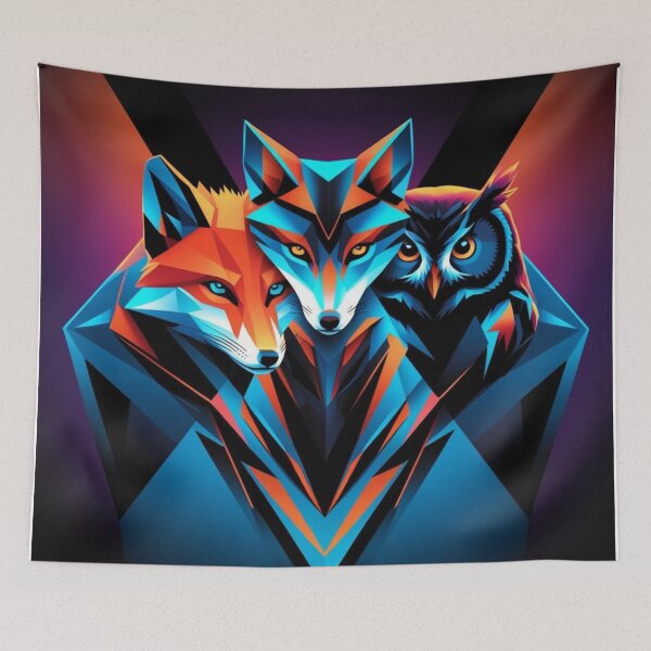 Item preview, "Futuristic Geometric Wildlife – Fox, Wolf & Owl" designed and sold by CoachCreates.