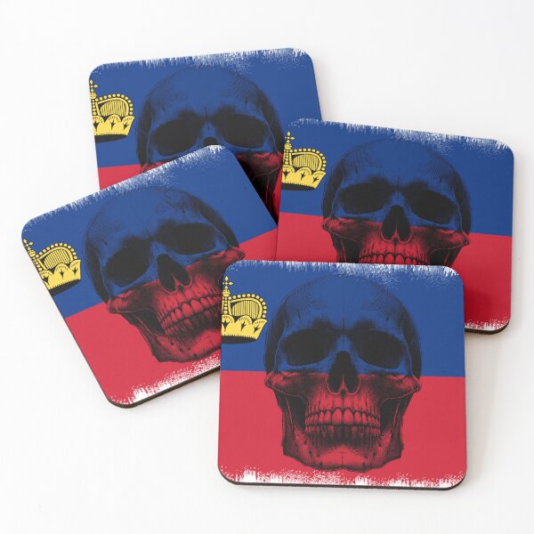 Item preview, LIECHTENSTEIN SKULL FLAG NATION RAREART COUNTRY HALLOWEEN #ogirdor designed and sold by ogirdorgraphics.