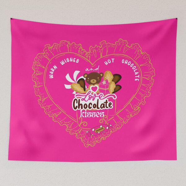 Item preview, HOTPINK LACE HEART WARM WISHES AND HOT CHOCOLATE KISSES designed and sold by wildwhimsical.