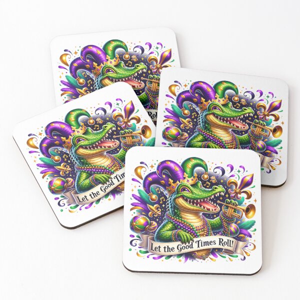Artikelvorschau, Mardi Gras Alligator Design - Lasst die guten Zeiten rollen entworfen und verkauft von Lola Mystique Boutique.