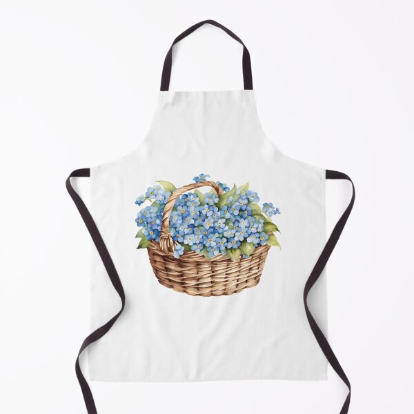Item preview, Watercolor Wicker Basket with Forget-Me-Not Flowers designed and sold by silviaol.