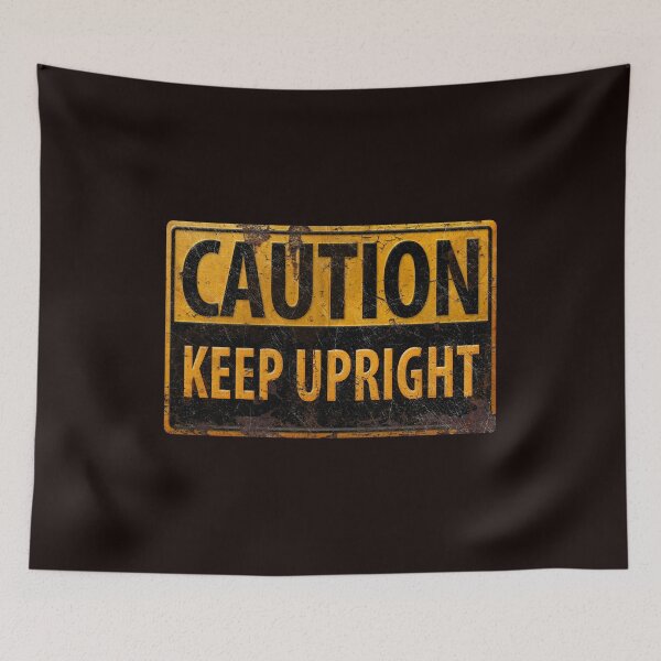 Item preview, Caution Keep Upright - Danger Metal Look Sign - Upside-down Nerd designed and sold by 26-Characters.