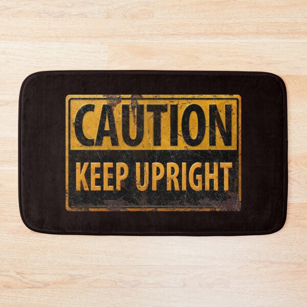 Item preview, Caution Keep Upright - Danger Metal Look Sign - Upside-down Nerd designed and sold by 26-Characters.