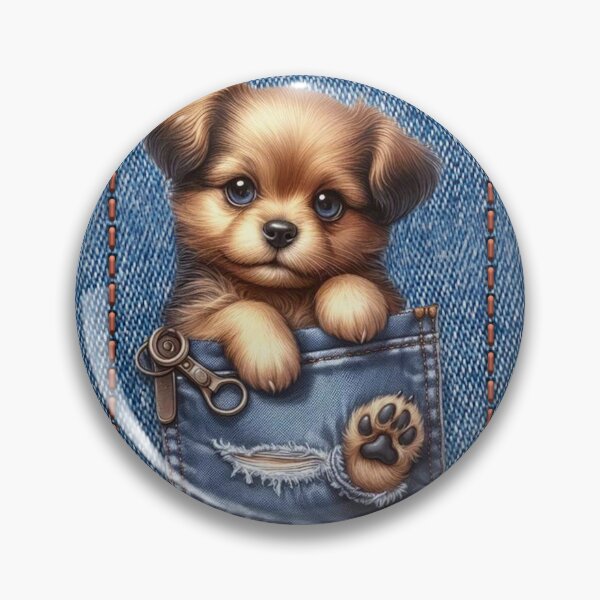 Item preview, Jean texture with pocket carrying a cute puppy designed and sold by lapizart.