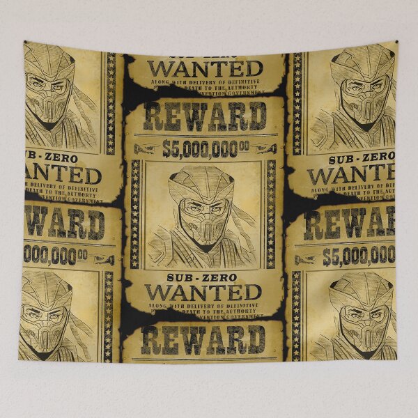 Item preview, Sub-Zero Wanted Poster Retro Mortal Kombat Gaming Art designed and sold by Back2Collage.
