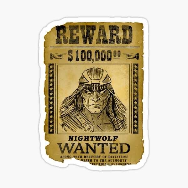 Nightwolf Wanted Poster Retro Mortal Kombat Gaming Art Sticker