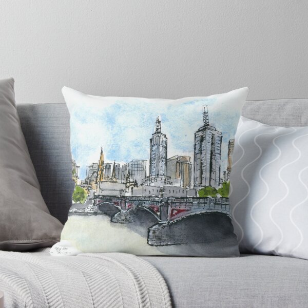 Item preview, Melbourne skyline from Princes Bridge designed and sold by rossmcsketching.