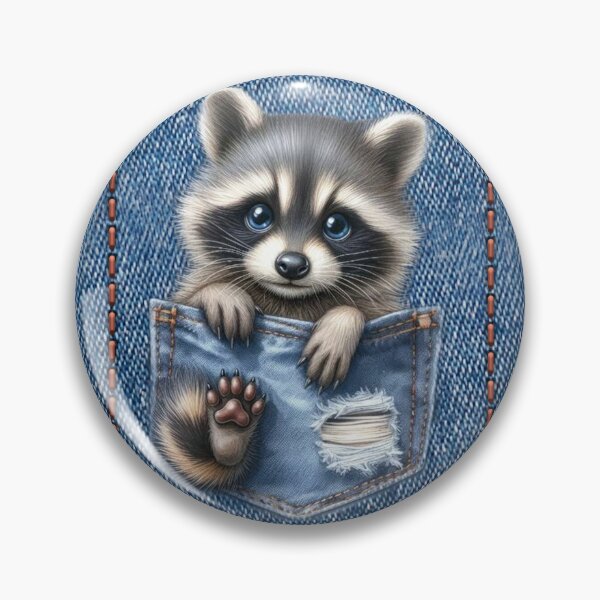 Item preview, Jean texture background with pocket and a cute raccoon designed and sold by lapizart.