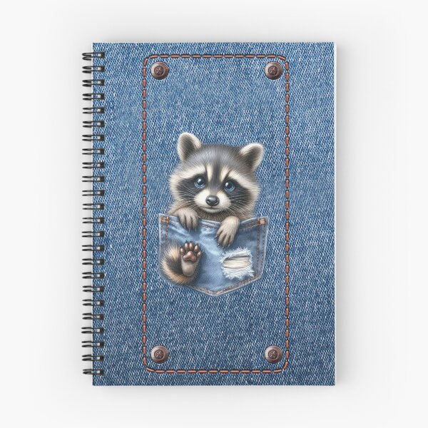 Item preview, Jean texture background with pocket and a cute raccoon designed and sold by lapizart.